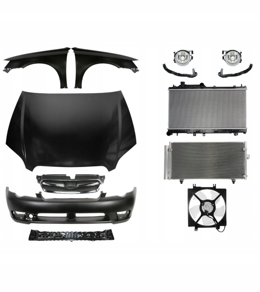 фото №1, Subaru legacy 03-06 капот бампер крыло решётка радиатора набор запчасти