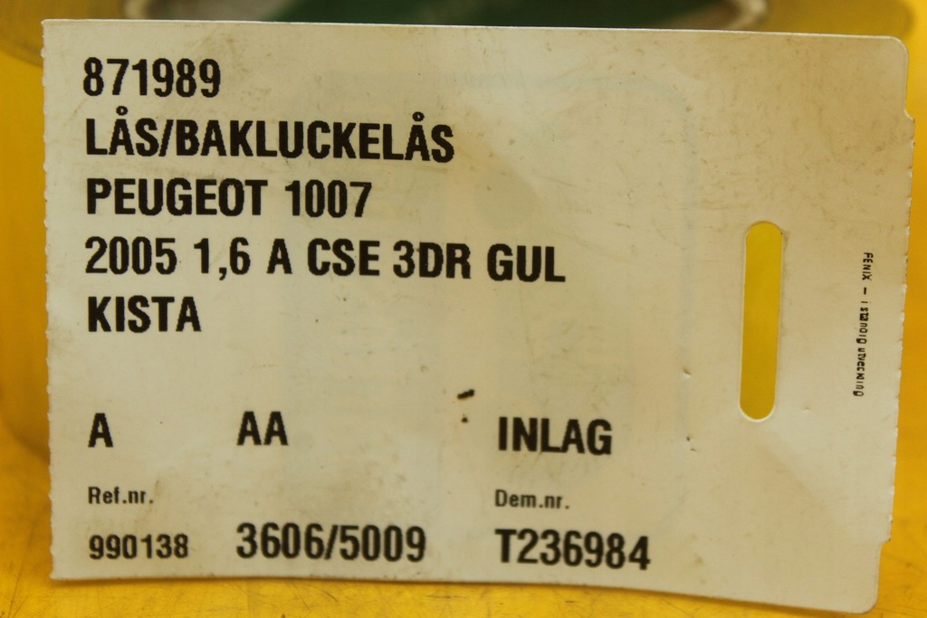 фото №10, Замок крышки багажника задняя peugeot 1007 9657614780