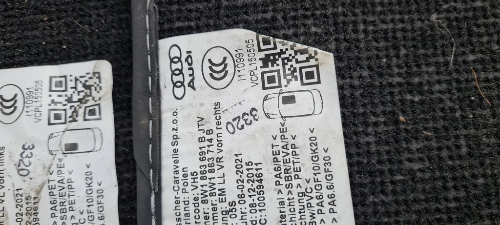 фото №12, S5 8w lift a5 коврик коврики велюровые перед задняя комплект a4 b9 8w s4