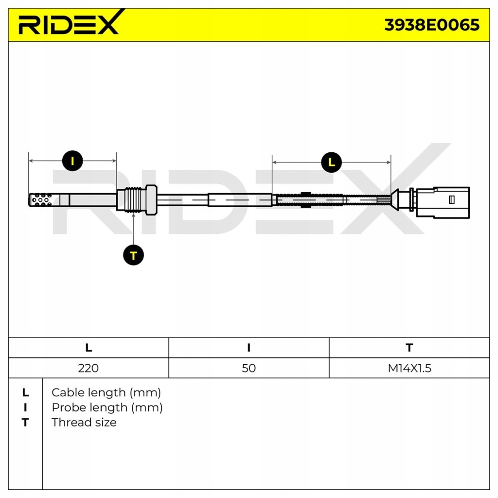 фото №6, Ridex 3938e0065 датчик температура выхлопных газов do audi a4 avant 8k5, b8 220mm