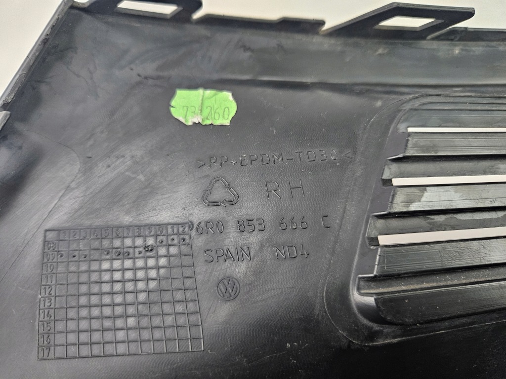 фото №12, Vw polo v 2009 - 2014 решітка бампера перед правий 6r0853666c