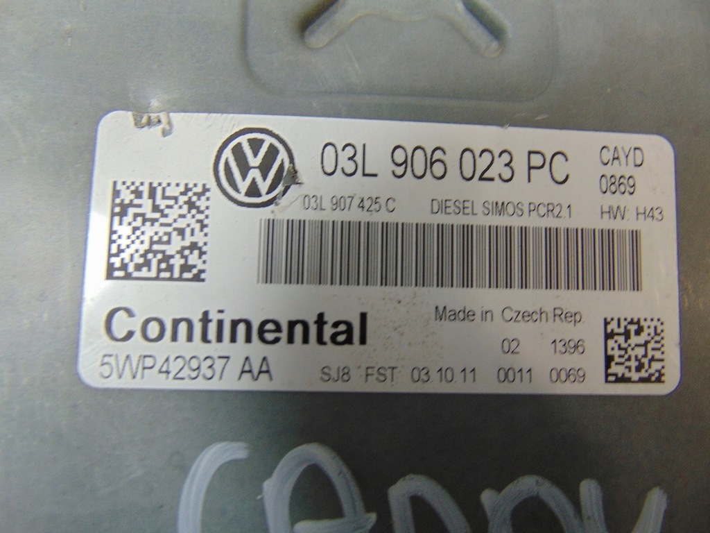 фото №6, Бортовий комп'ютер блок керування двигуна vw caddy iii lift 1.6 tdi 03l906023pc
