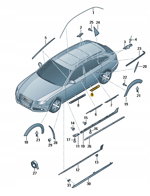 фото №1, Молдинг порог задняя правая audi s4 b8 оригинал
