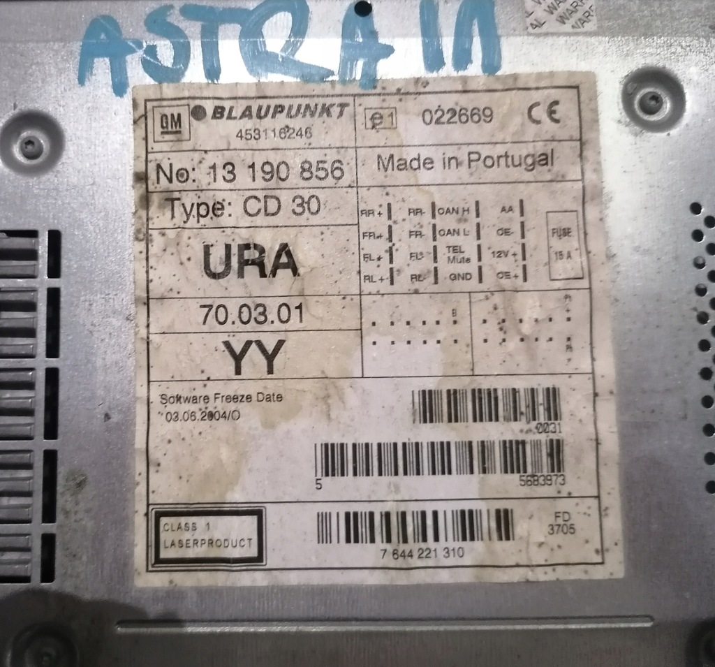 фото №11, Радіо 13190856 ura/yy/ax opel astra zafira vectra