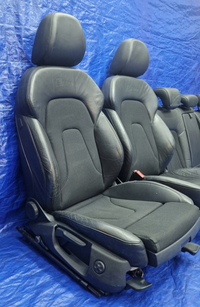 фото №11, Audi a4 b8 sedan s-line сидіння kubełkowy заднє сидіння обшивки підлокітник шкіра