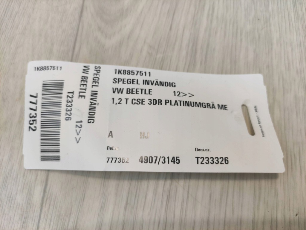 фото №8, Vw scirocco дзеркало внутрішнє заднього виду 1k8857511