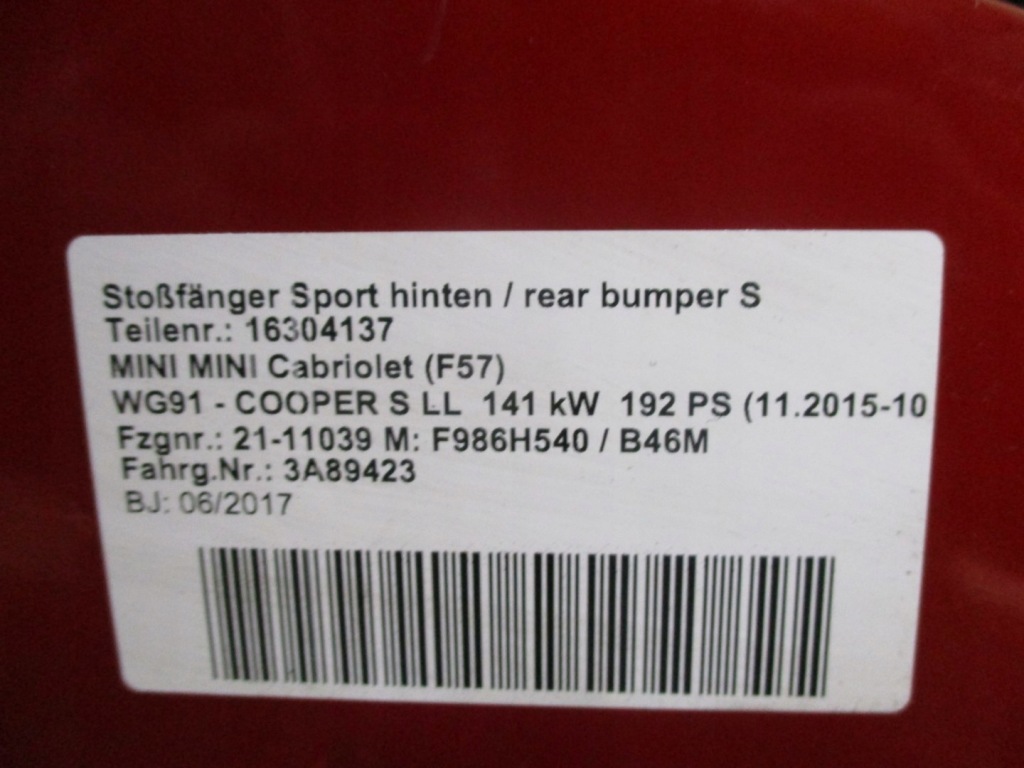 Бампер mini f57 4x pdc задній задній b83 Недорого