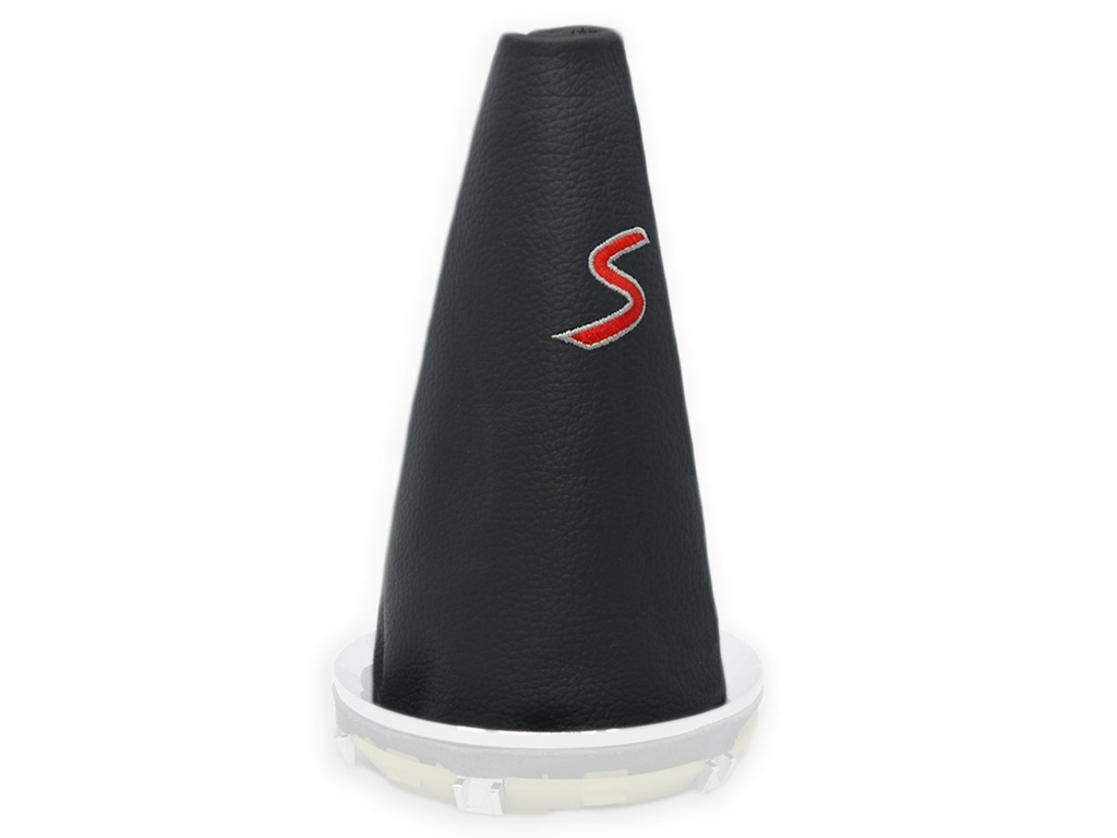 фото №3, Mini cooper s r56 r55 чохол перемикання передач czarna шкіра вишивка s червоний