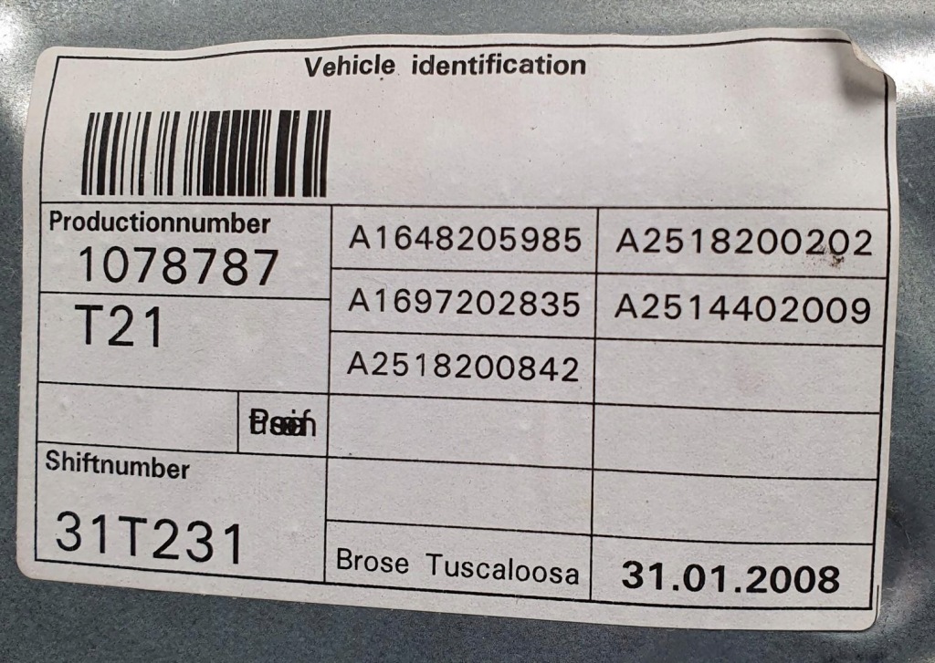 фото №2, Механізм скло правий перед mercedes r-kl w251