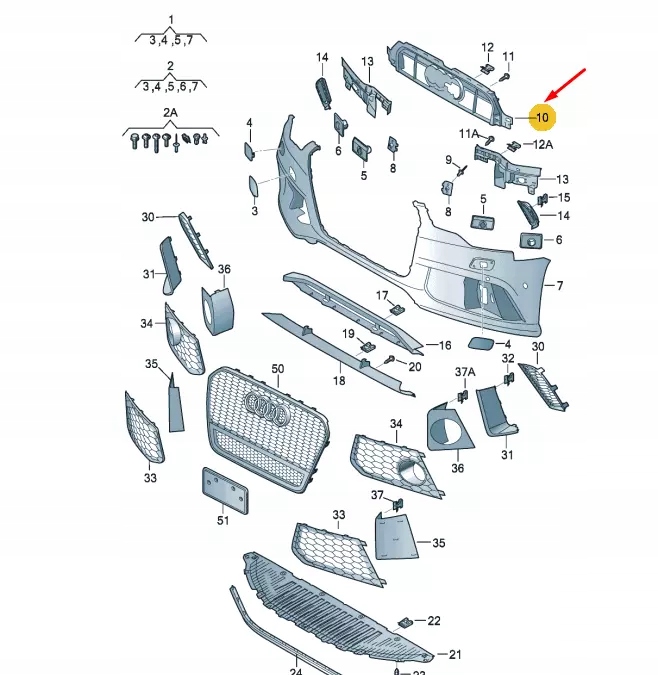 фото №9, Audi rs6 c7 бампер передний верхний средний element замка 4g0807233d oem