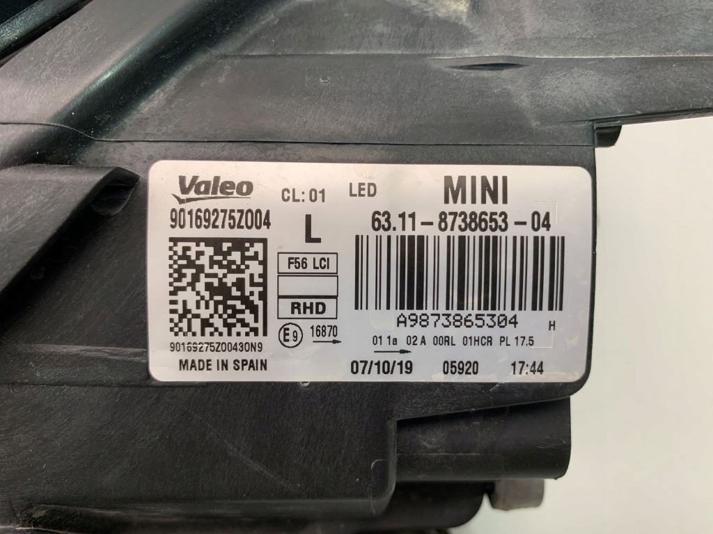 Mini cooper f55 f56 f54 lci фара левая full led rhd 8738653 с Разборки