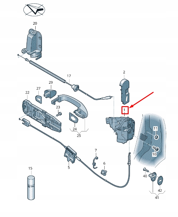 фото №1, Vw sharan 7n rear left door lock 7n0839015l