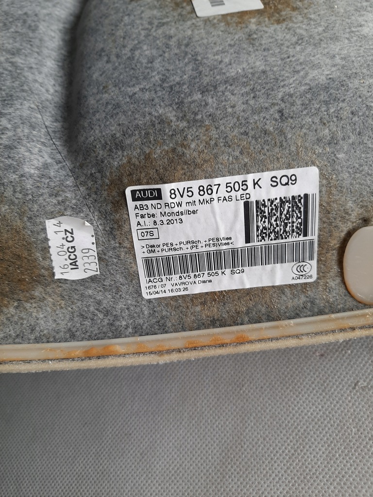 фото №11, Audi a3 8v потолок обивка крыша 8v5867505k