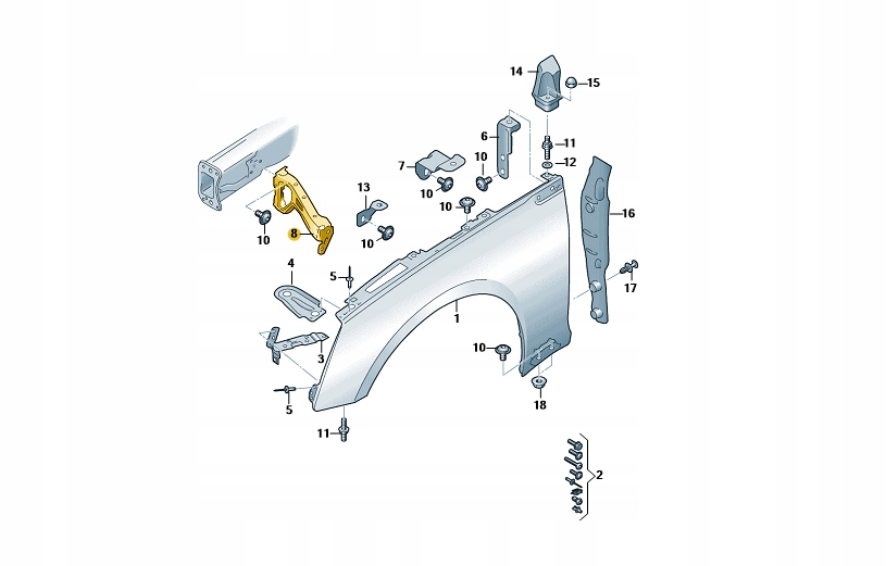 фото №1, 8w6821131b кронштейн крила лівий перед audi a5