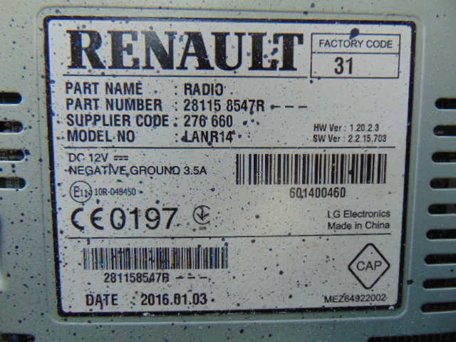 фото №3, Радио навигация renault kadjar 281158547r 2016r