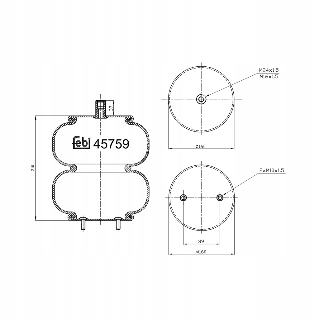 фото №1, Пневмоподушка підвіска пневматичний febi 45759
