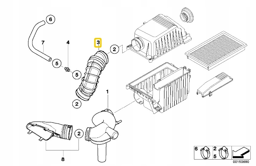 Купить Mini r52 r53 труба шланг воздуха 1491743 оригинальный номер