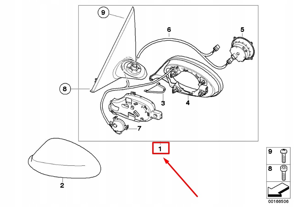фото №2, Bmw 3 e90 передняя часть left wing mirror 51167268261