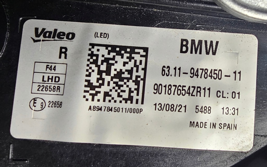 фото №14, Лампа перед правый правая full led bmw 2 f44 grand coupe 9478450 org europa