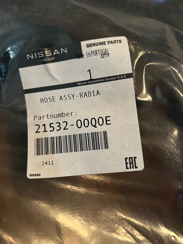 фото №1, Шланг водяной renault оригинальный номер trafic ii 2153200q0e