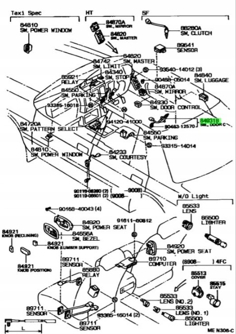 фото №7, Переключатель, управление двери toyota corolla оригинальный номер 84931-20071