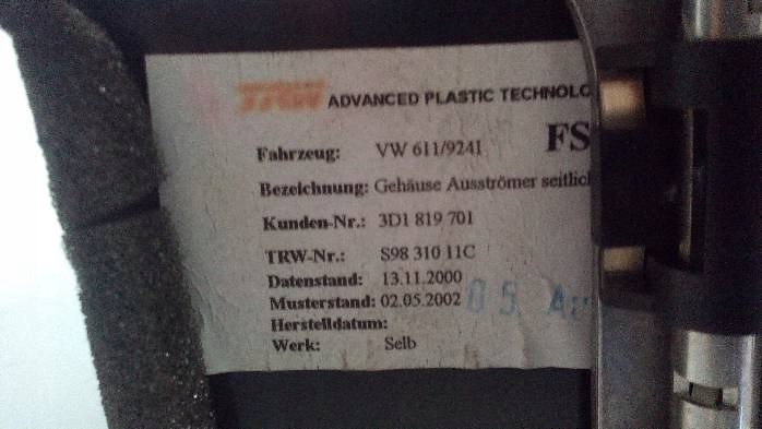 фото №7, Решётка обдув volkswagen phaeton 3d1819073