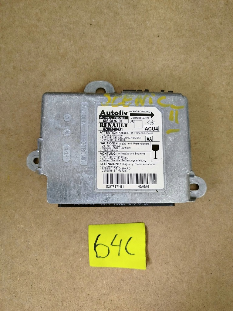 фото №1, Модуль подушек воздушных renault scenic ii 8200340431