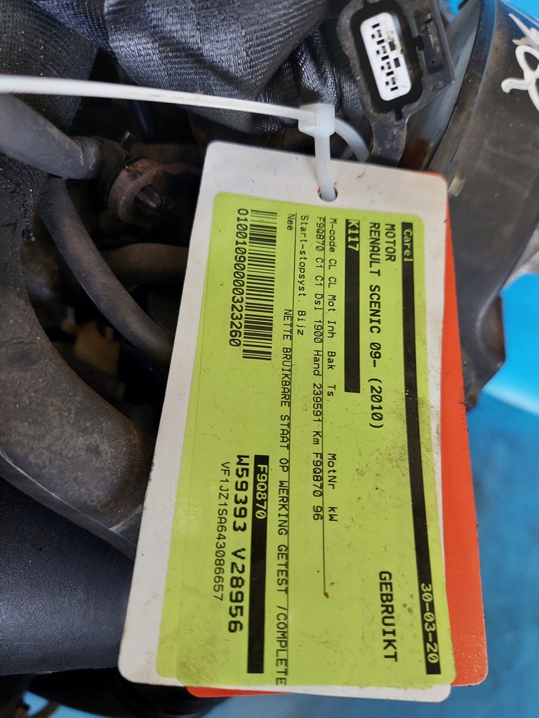 фото №16, Двигатель scenic 2010 r 1.9 dci f9q870 239.591 km