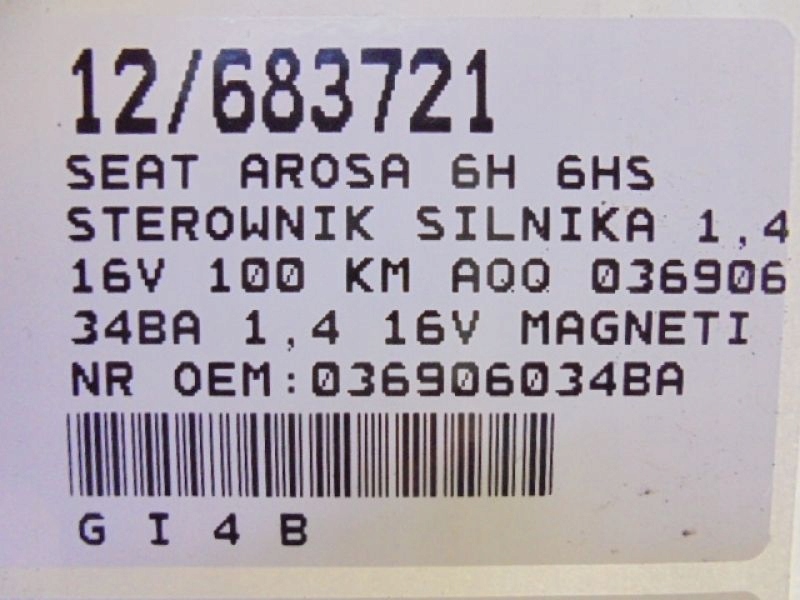 фото №6, Arosa бортовий комп'ютер двигуна 036906034ba 1,4 16v