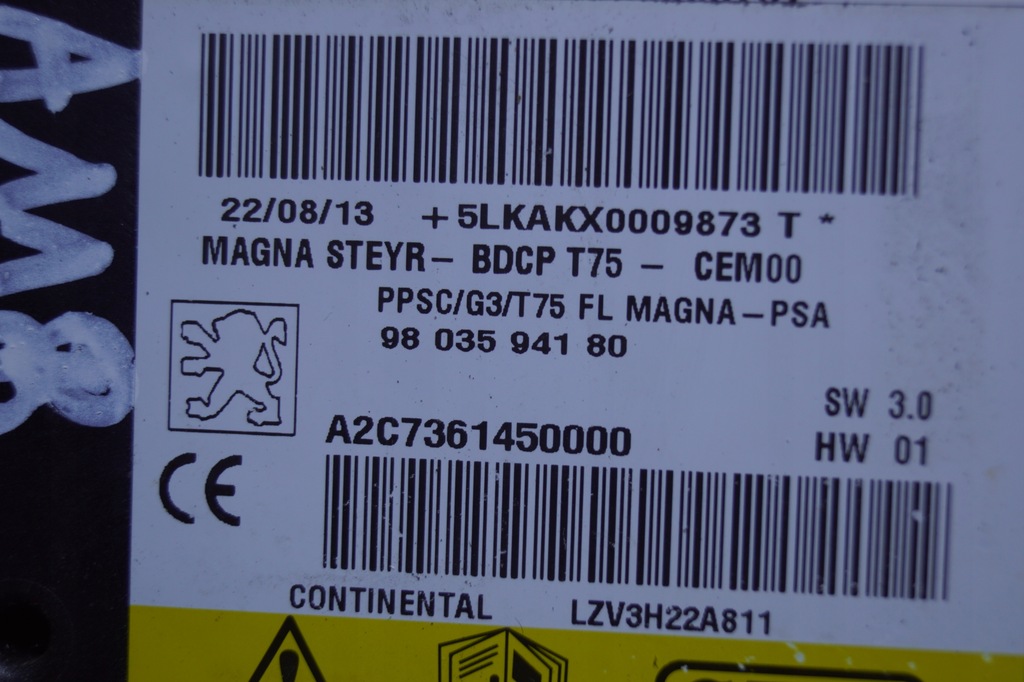 фото №8, Датчик модуль подушка безопасности pieszego peugeot rcz 9803594180