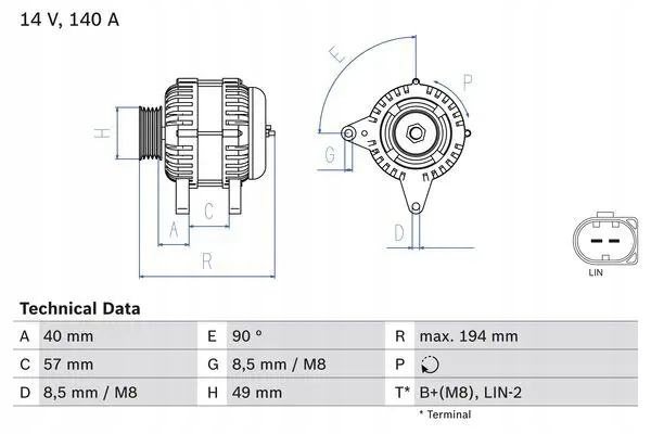 Купить Генератор 140a 986 083 130 bosch audi a1 a3