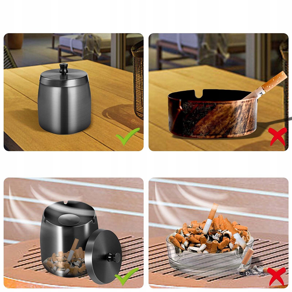 Пепельница металлическая с крышка на taras balkon черная с Разборки