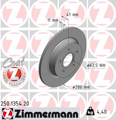 фото №2, Тормозные диски zimmermann задняя ford focus mk2 04-13 280mm