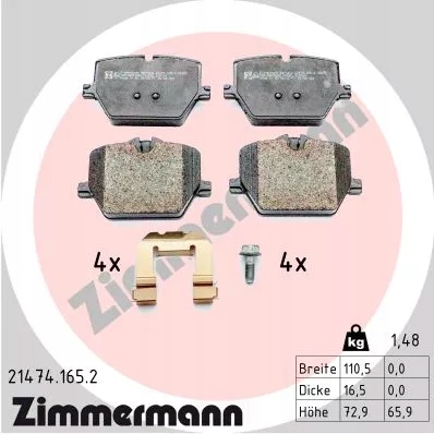 Купити Zimmermann 21474.165.2 набір гальмівних колодок гальмівних,