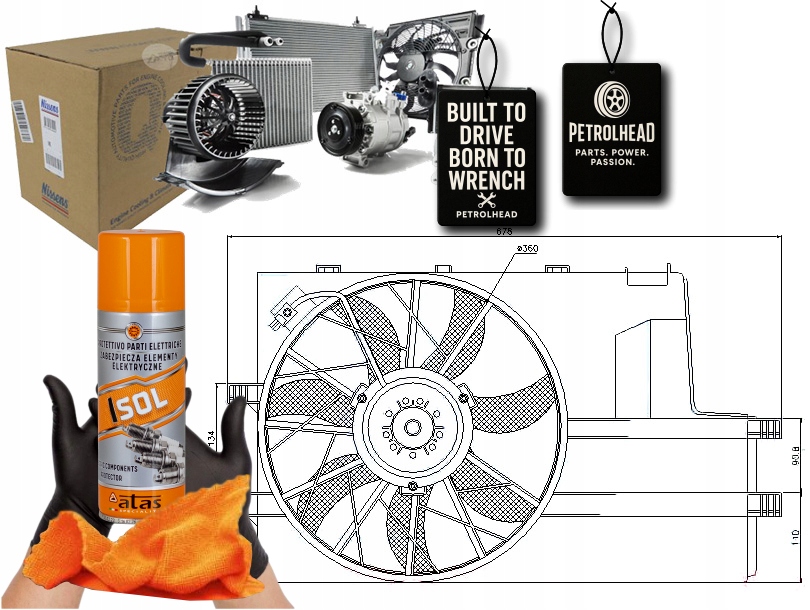 фото №1, Вентилятор радиатора с корпус mercedes a w168 #petrolhead pro+ kit4