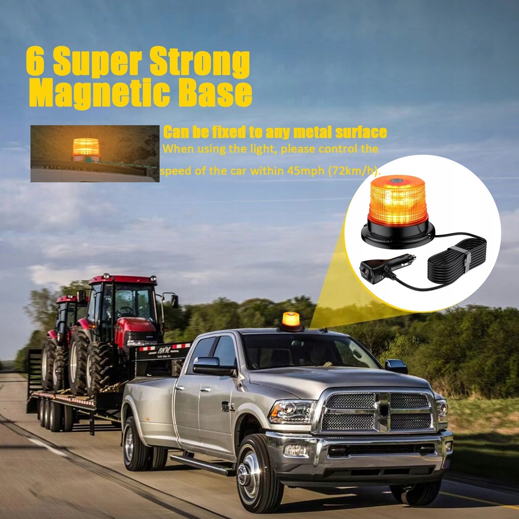 фото №11, Лампа попереджувальна strobo kogut led 12-24v магніт 40 led