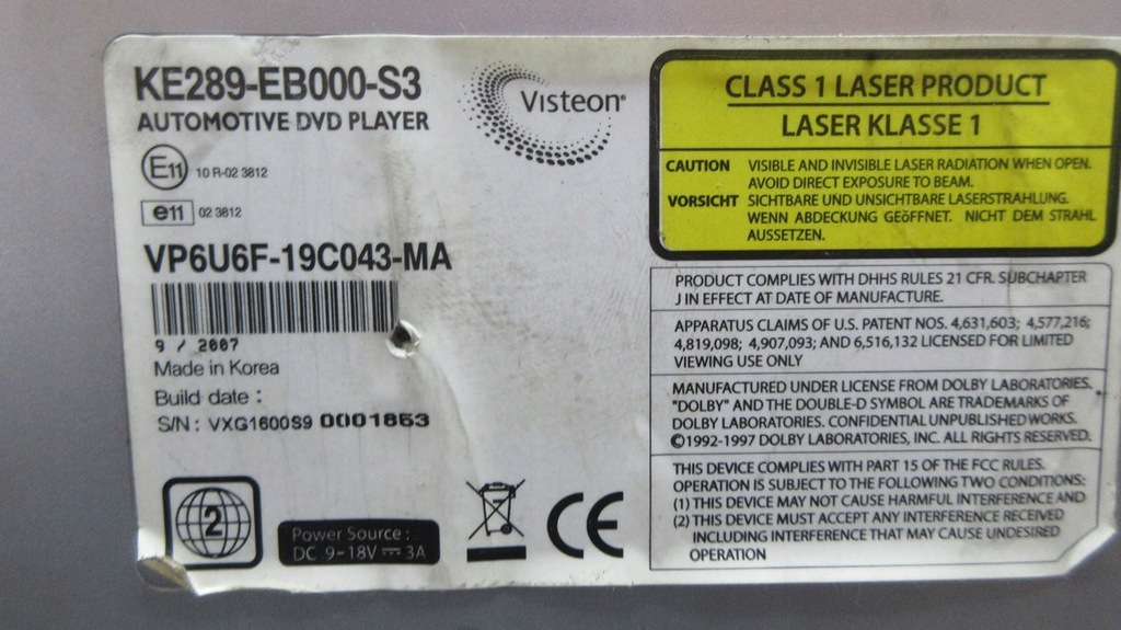 фото №8, Nissan pathfinder r51 navara d40 проигрыватель dvd visteon крыша ke289-eb000-s3