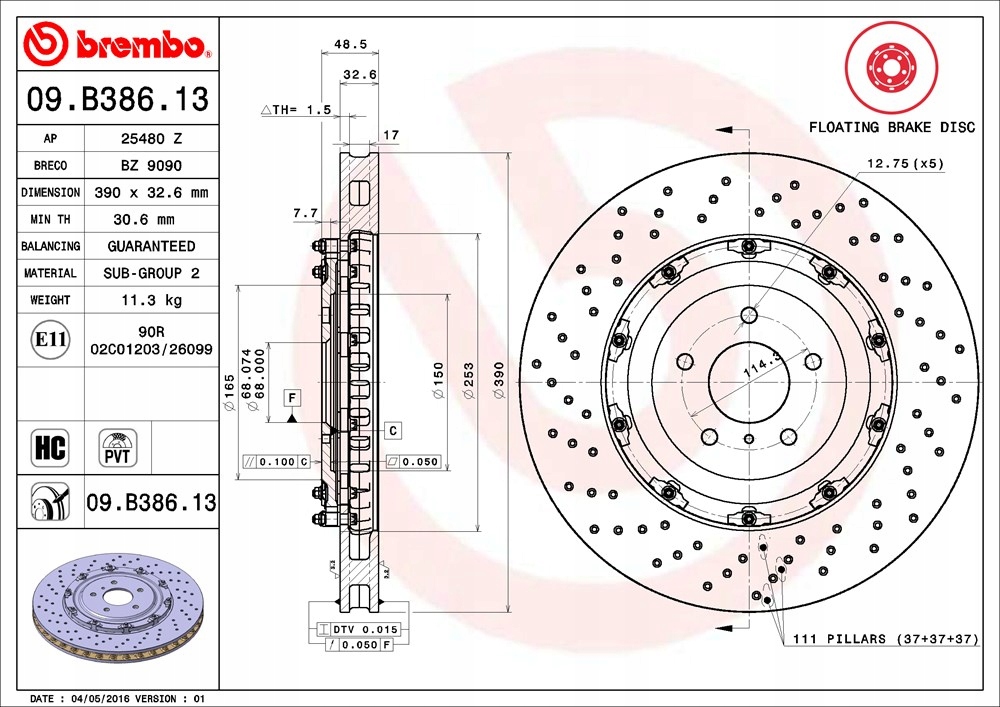 фото №5, Тормозные диски тормозные brembo 09.b386.13