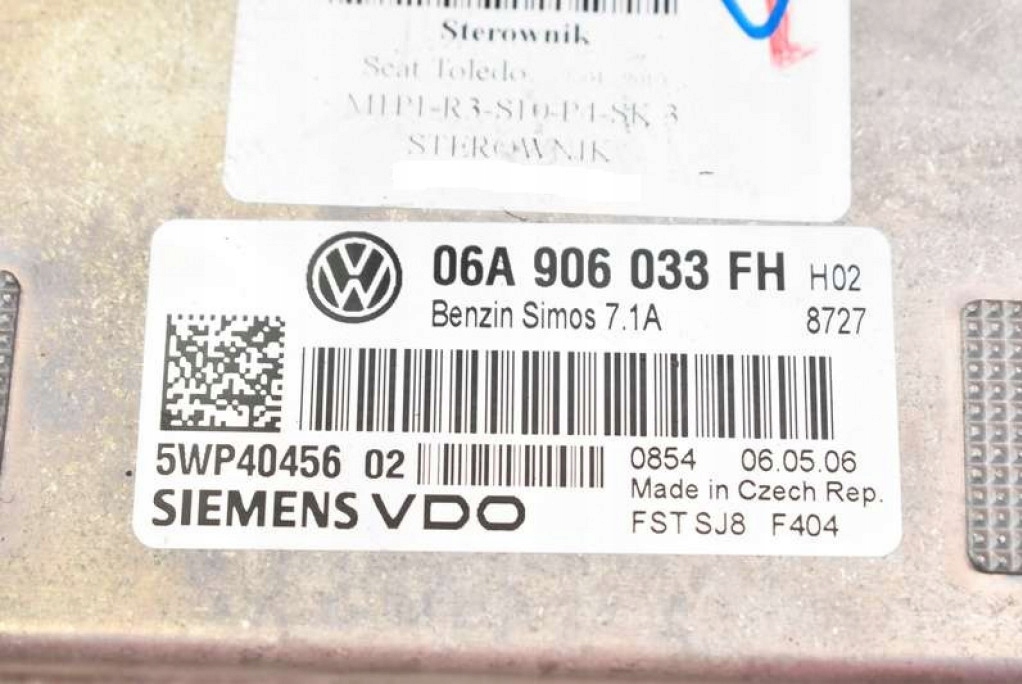 фото №7, Блок управления бортовой компьютер двигателя 06a906033fh seat toledo iii 1.6 8v 102 km 04-10