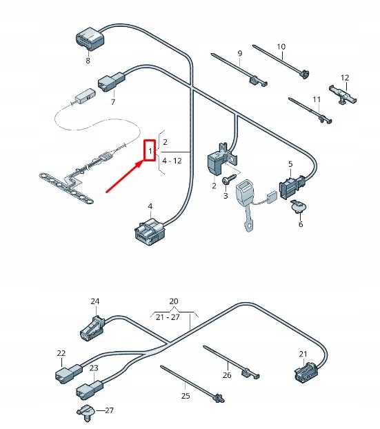 фото №1, Audi q8 4mn передняя часть left seat belt предупреждение система harness 4m0971365af