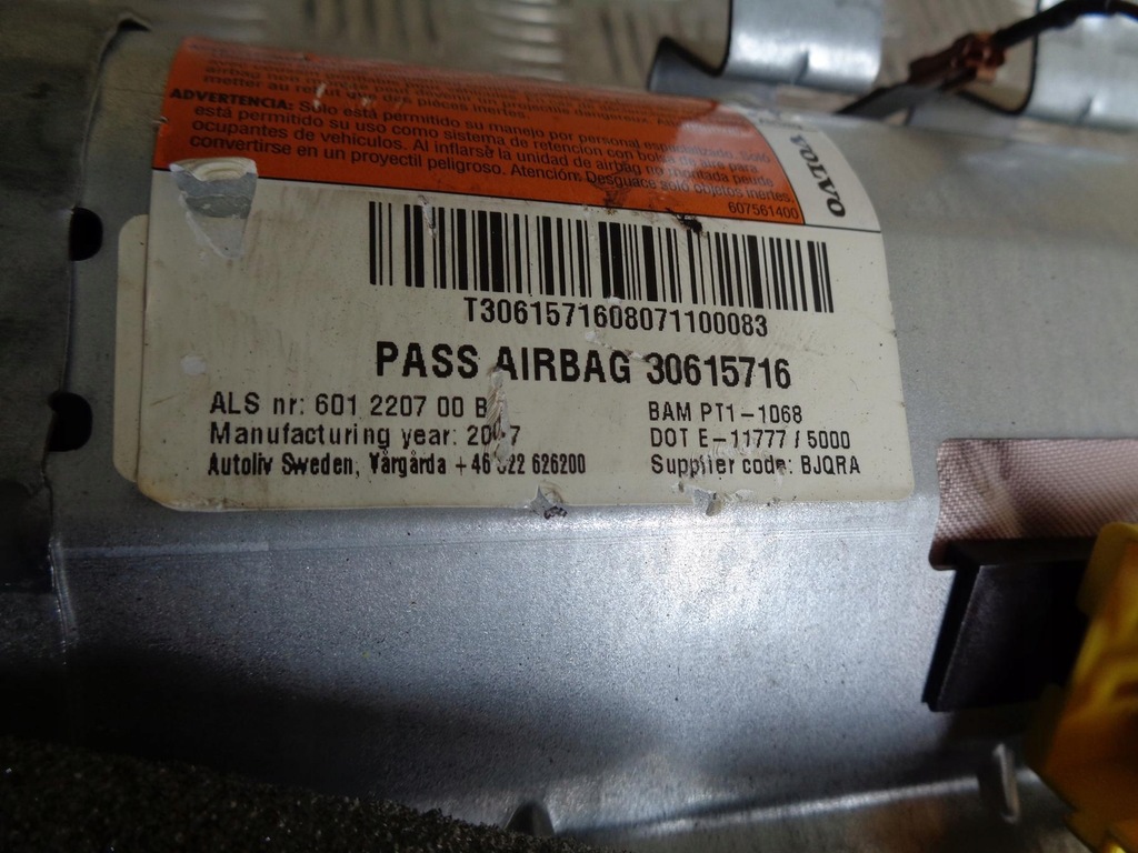 фото №6, Подушка подушка безпеки пасажира volvo s40 ii 04-