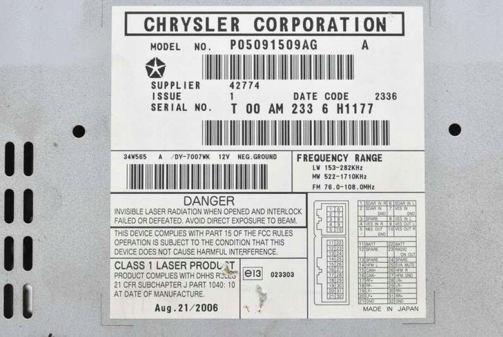 Радио радиопроигрыватель cd p05091509ag dodge caliber 06-12 Недорого