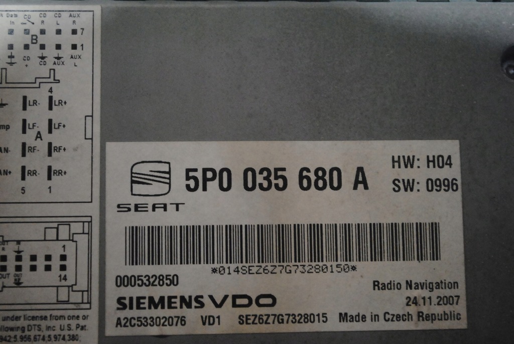 фото №6, Радіо радіопрогравач cd підсилювач антенний 5p0035680a seat leon ii 1p