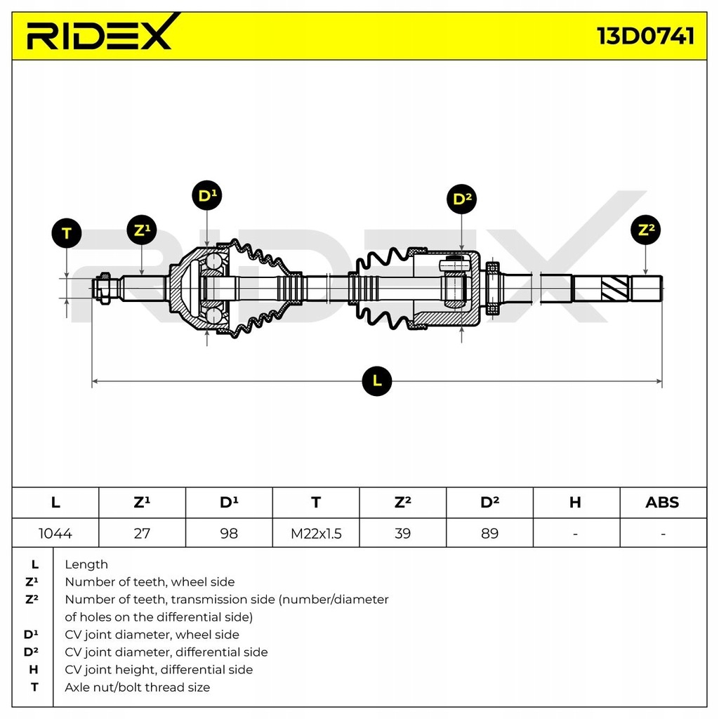 фото №8, Wał приводной ridex 13d0741 правый do opel vivaro a van x83 vivaro a combi