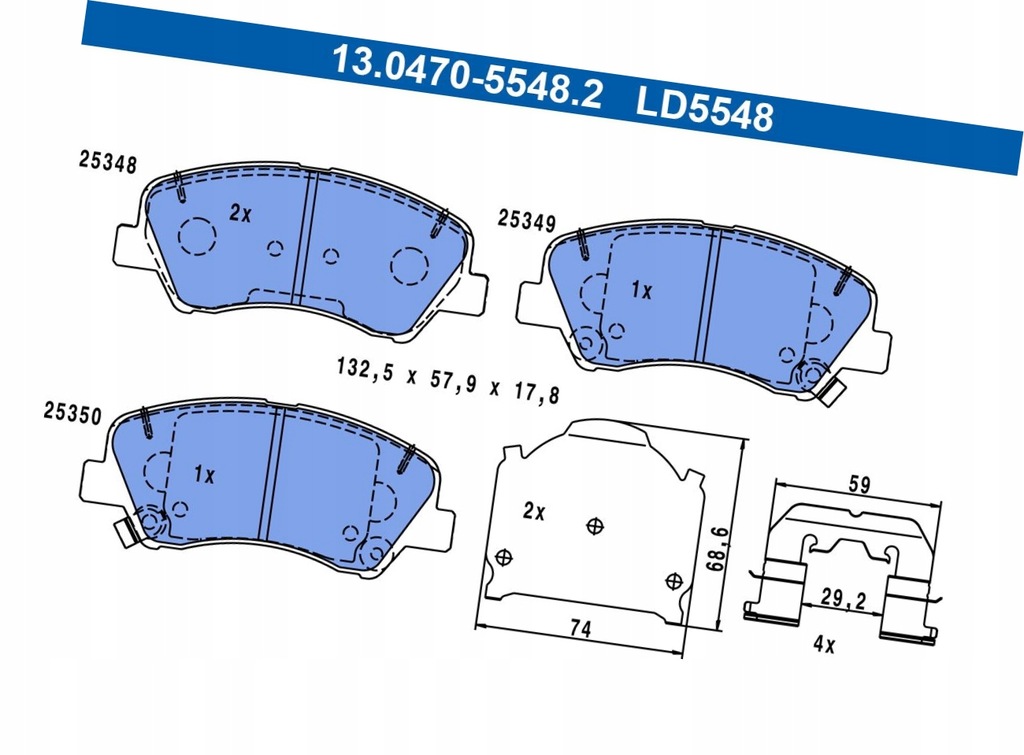 фото №1, 13.0470-5548/ate тормозные колодки тормозной. hyundai i20 14- перед ate
