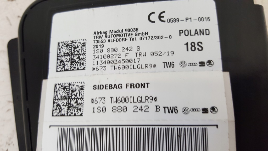 фото №10, Vw up подушка безопасности подушка сиденье правая 11-22r