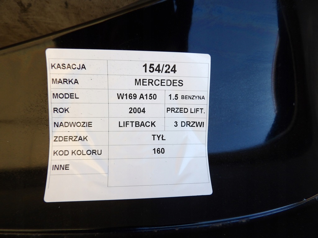 фото №8, Mercedes w169 бампер задня lak. 160 hb 3d