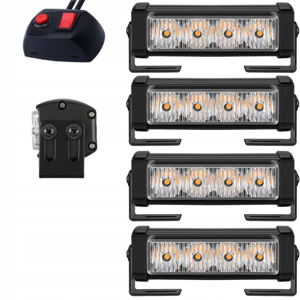 фото №11, Лампа stroboskop оранжевый w решётка радиатора 4szt. led 12v комплект с пульт