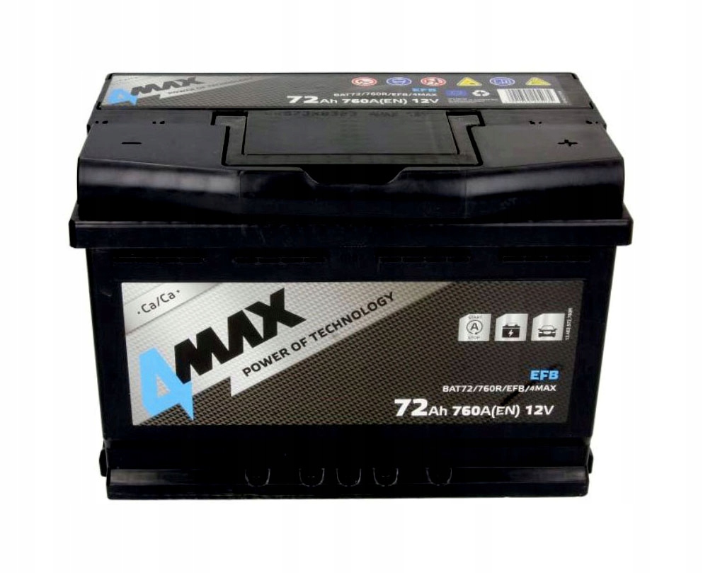 фото №1, Акумулятор 4max efb 12v 72ah 760a p+
