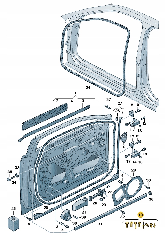 фото №1, Набор элементов крепёжных дверь передние audi a8 d5 aso оригинал новый